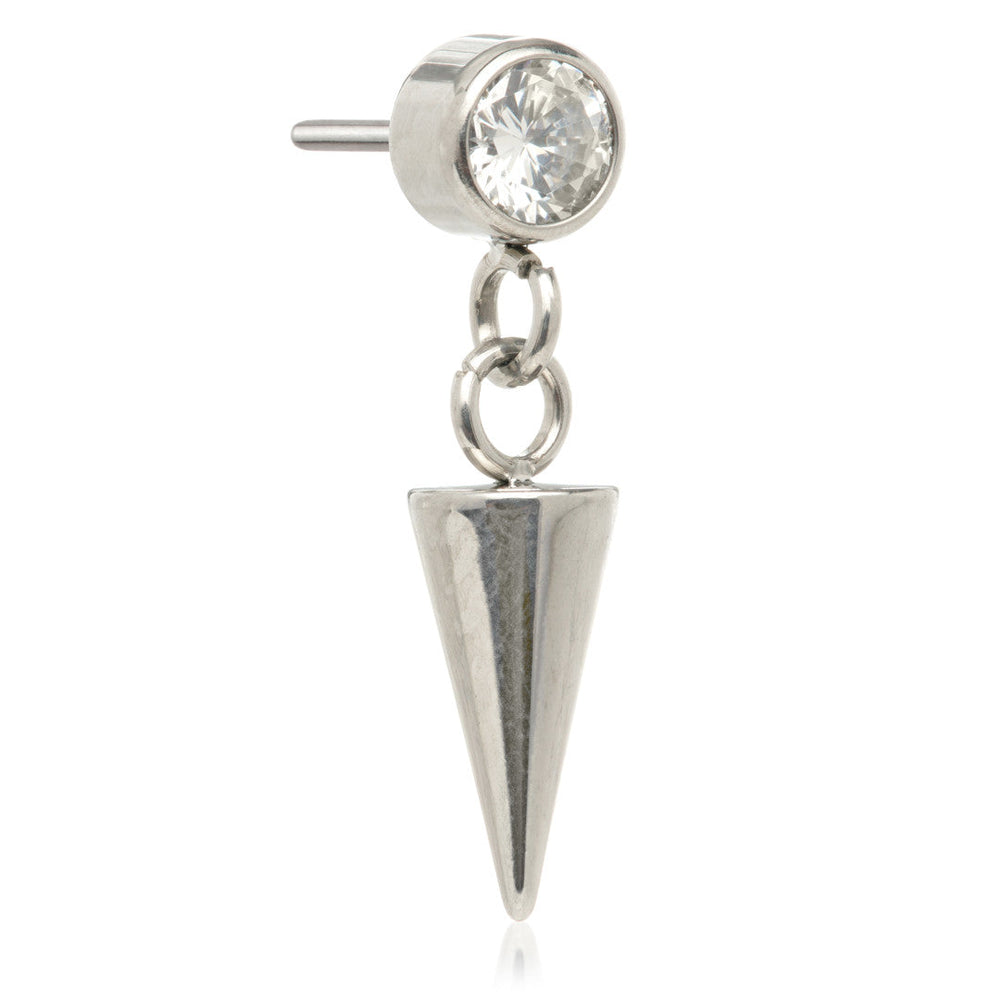 Titanium Threadless Gem with Dangling Spike Attachment