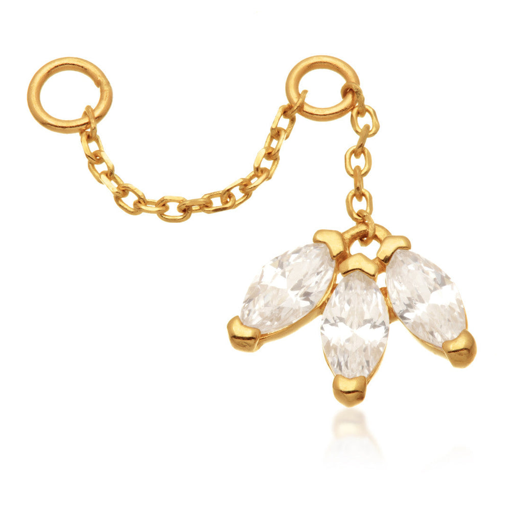 TL - 14ct Gold Chain with Marquise Attachment
