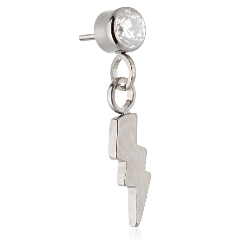 Ti Threadless Jewelled Bezel Attachment with Lightning Bolt Charm