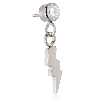 Ti Threadless Jewelled Bezel Attachment with Lightning Bolt Charm