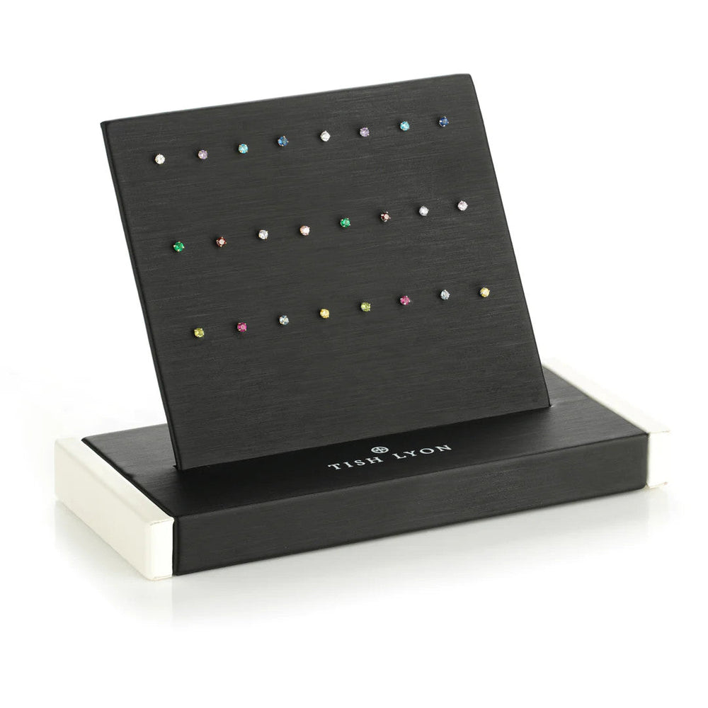 BUN4 - Coloured Crystal Prong Set Gem Threadless Labret Bundle - 24 Piece - 14ct Yellow & White Gold