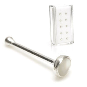 10x Moonstone Silver Straight Ball Back - in Box