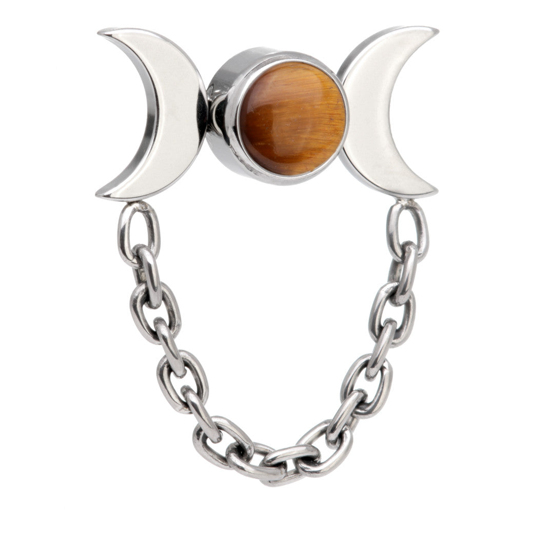 Ti Internal Tiger Eye Bezel with Double Moon Crescent Attachment