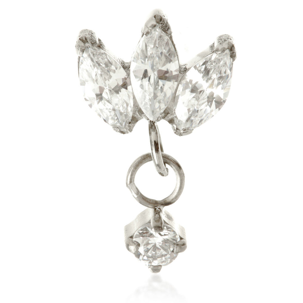 Ti Internal Triple Jewelled Marquise with Hanging Prong Gem Attachment