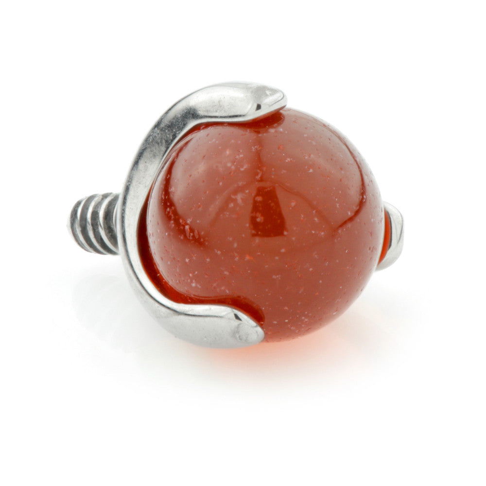 Ti Internal Prong Set with Red Agate Stone Ball Attachment