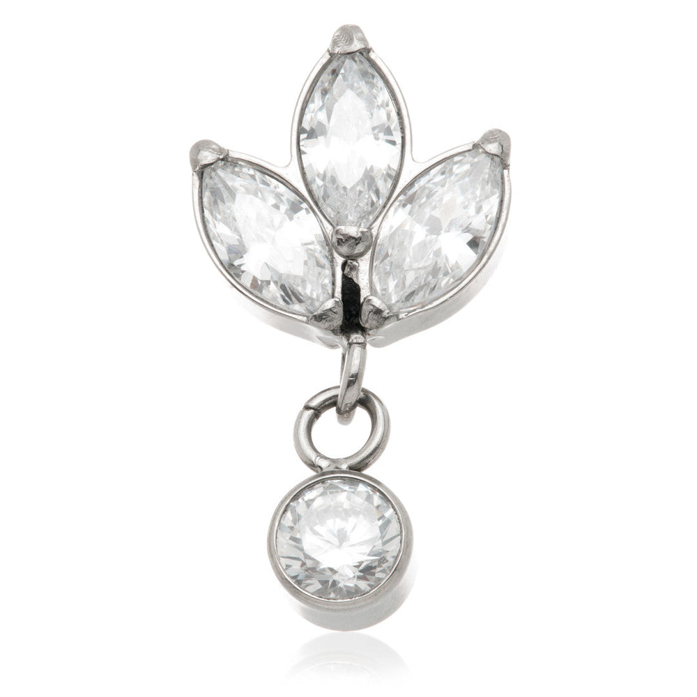 Ti Internal Triple Marquise Cluster with Hanging Round Gem Attachment