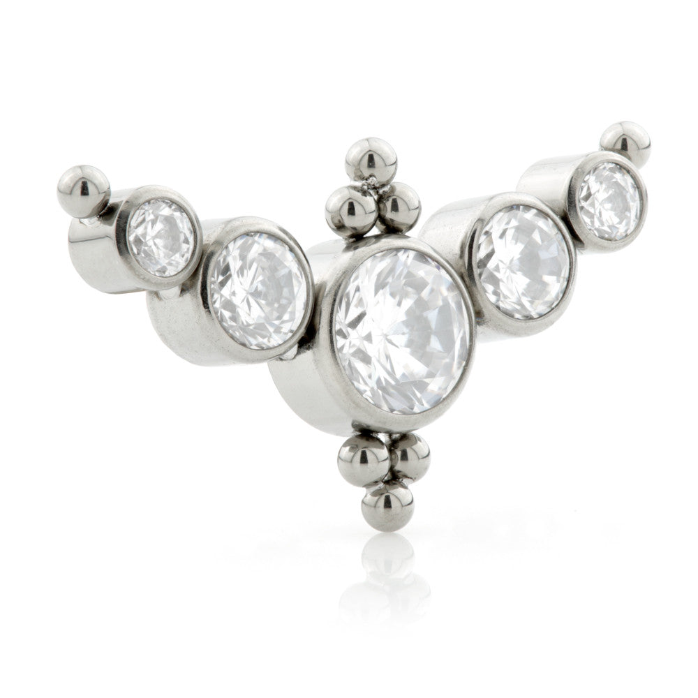 Titanium Micro Crystal Multi Gem and Bead Crescent (0.9mm thread)