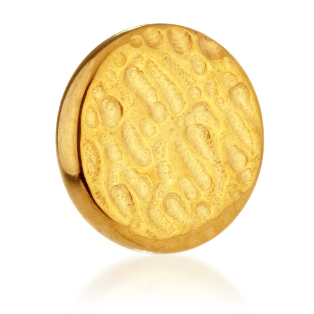 Zircon Gold Ti Threadless Rippled Round Disk Attachment