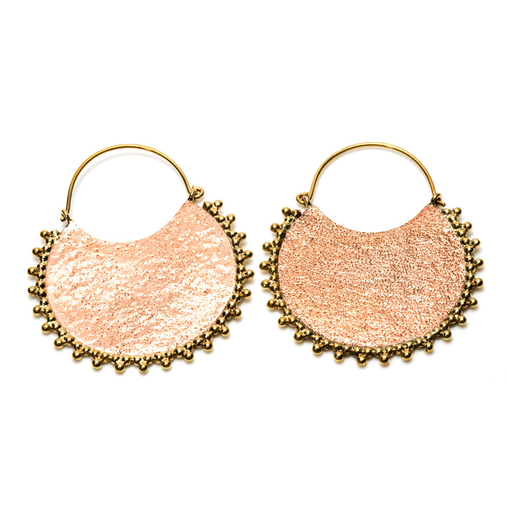 Copper And Brass Disk Hoop Earrings (Pair) - COPPERHOOP7