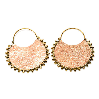 Copper And Brass Disk Hoop Earrings (Pair) - COPPERHOOP7