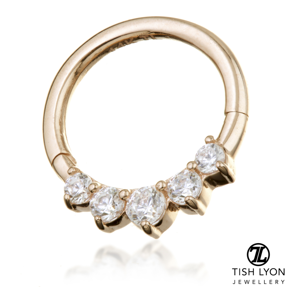 Feronia Solid Gold Graduated Gem Daith & Septum Hoop