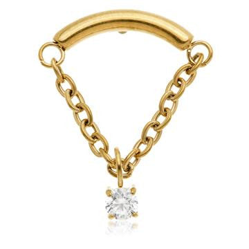 Zircon Gold Ti Internal Attachment With Prong Hanging Chain