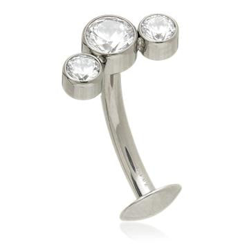 Ti Threadless Triple Gem Floating Navel Bar