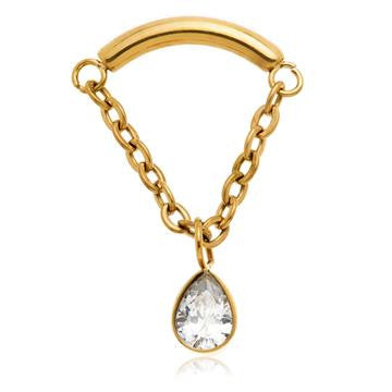 Zircon Gold Ti Internal Attachment With Teardrop Hanging Chain