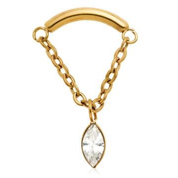 Zircon Gold Ti Internal Attachment With Marquise Hanging Chain
