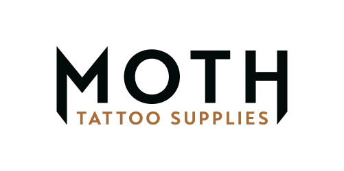 Logo of Moth Tattoo Supplies with black text on a white background