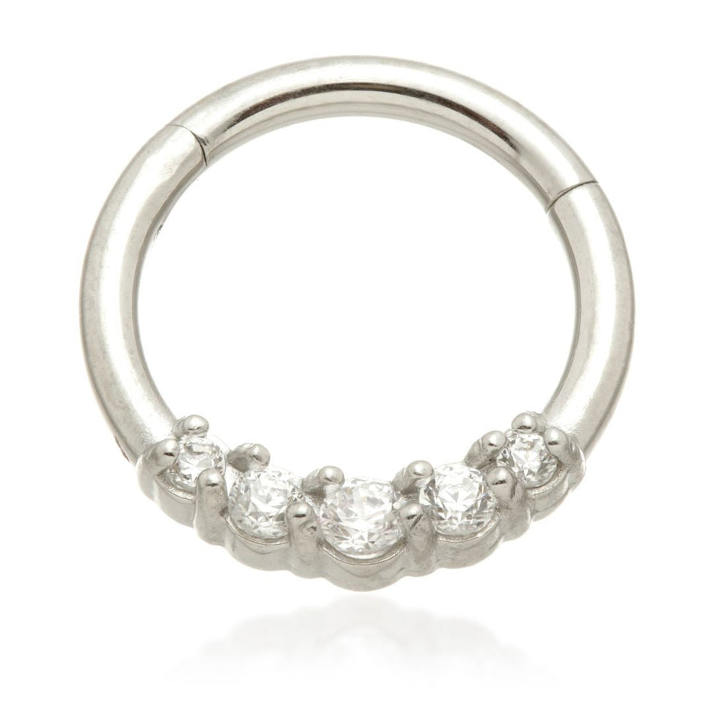 Steel Daith Pavé Gems Hinge Micro Ring