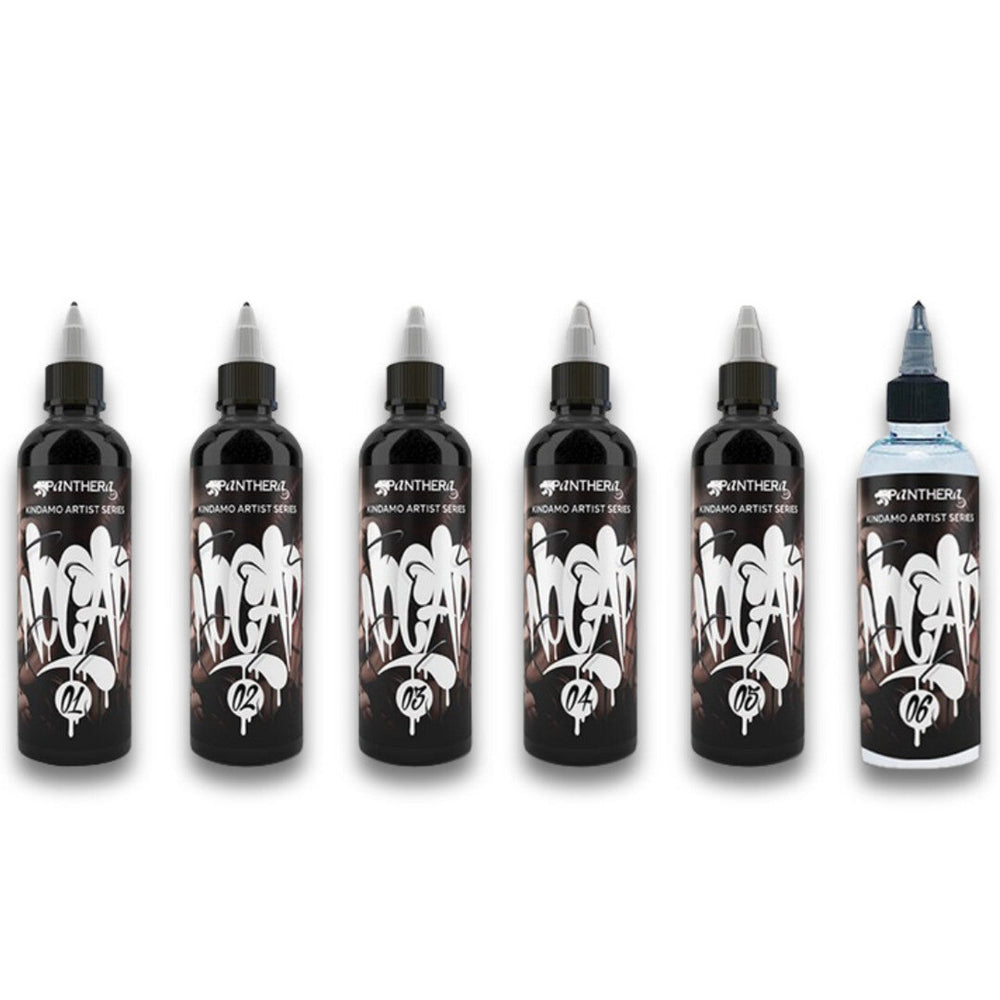Panthera Black Ink x Kindamo 'No Cap' Tattoo Ink Set - 6 x 150ml