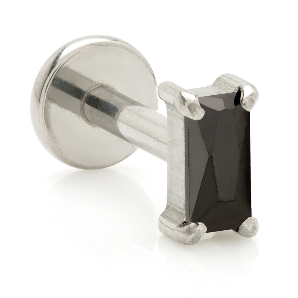 Titanium Threadless Labret with Gem Baguette Attachment