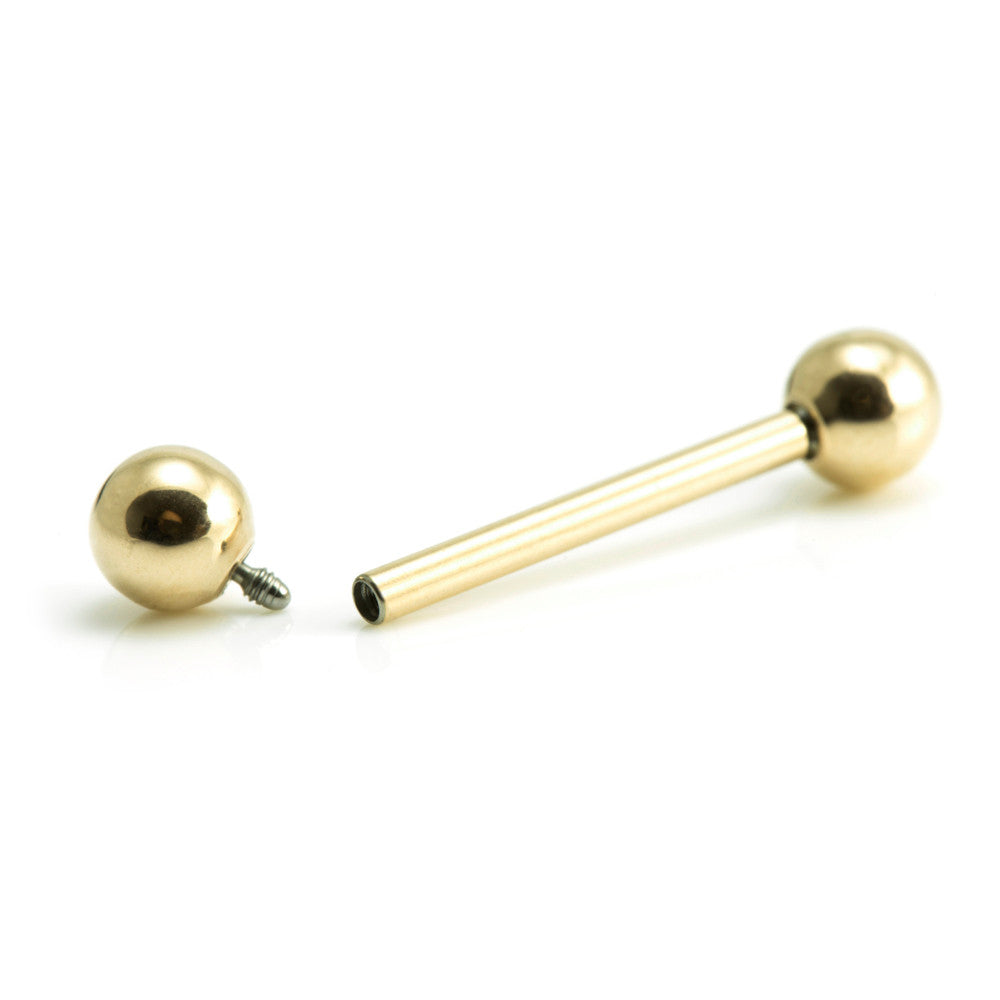 Zircon Gold Internal Thread Ti Barbell 1.6mm
