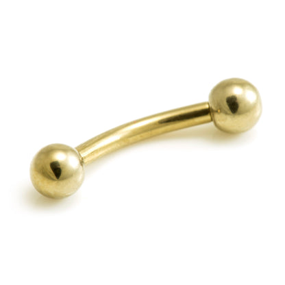 Zircon Gold Threadless Ti Micro Banana with Fixed Ball & Pop in Ball