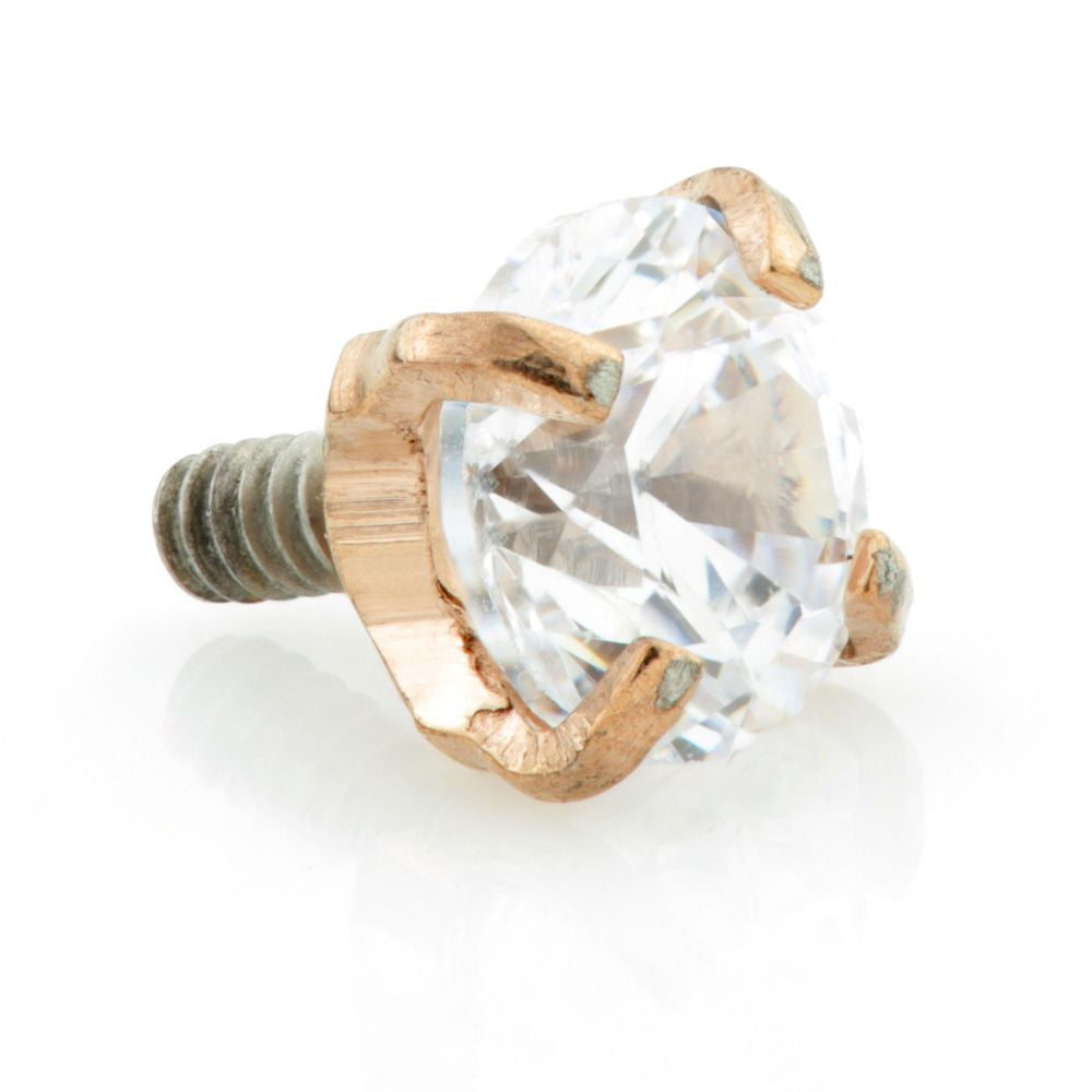 Rose Gold Ti Internal Thread Prong Gem