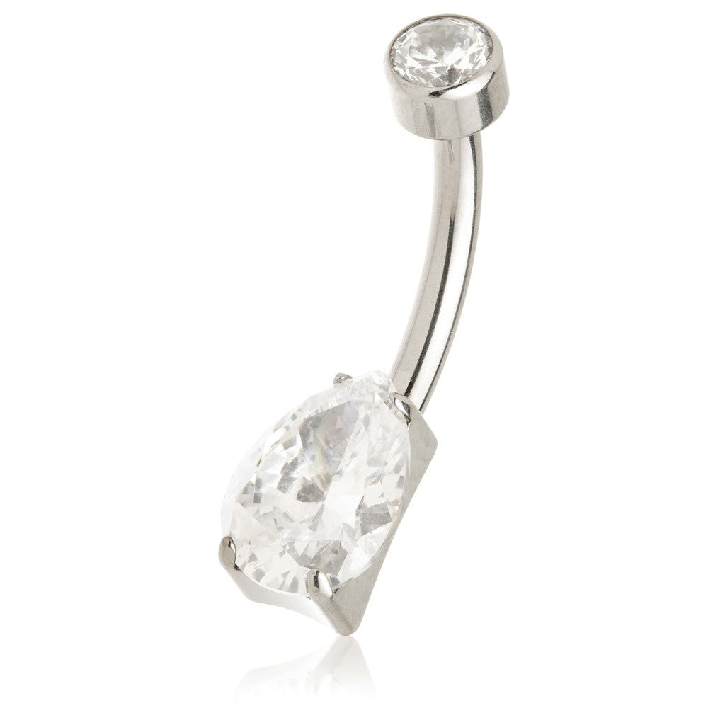Titanium Internal Tear Gem Double Jewelled Navel Bar