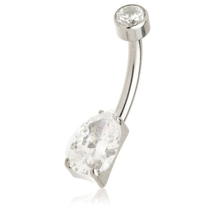 Titanium Internal Tear Gem Double Jewelled Navel Bar