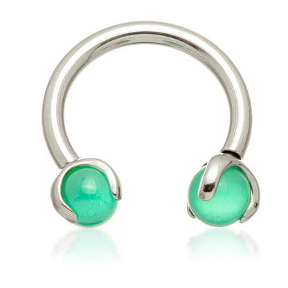 Ti Internal Circular Barbell with Double Semi Precious Stone Prong