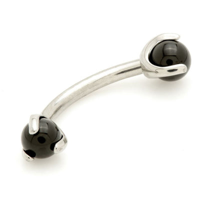 Ti Internal Banana Bar with Double Gemtone Prong