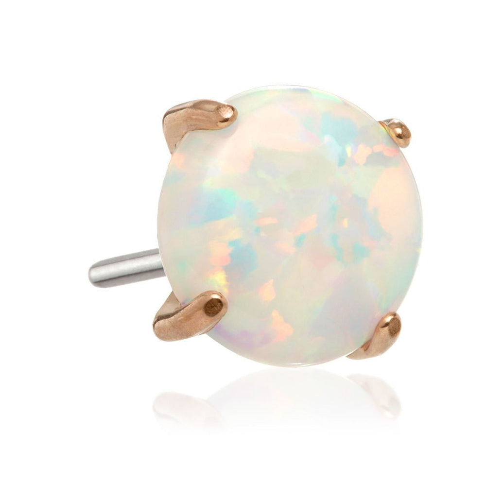 Rose Gold Titanium Threadless Pronged Opal Attachment