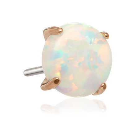 Rose Gold Titanium Threadless Pronged Opal Attachment