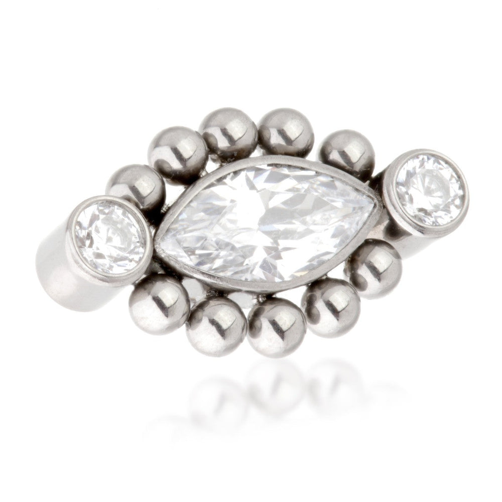 Ti Internal Millegrained Marquise with Side Gems Attachment (0.9mm thread)