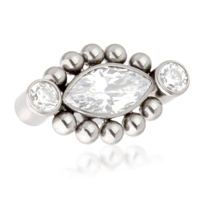 Ti Internal Millegrained Marquise with Side Gems Attachment (0.9mm thread)