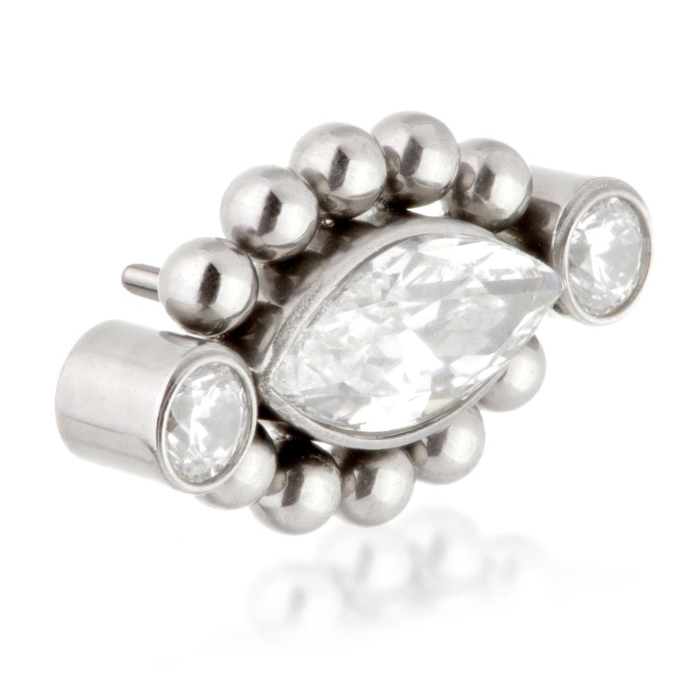 Ti Threadless Millegrained Marquise with Side Gems Attachment