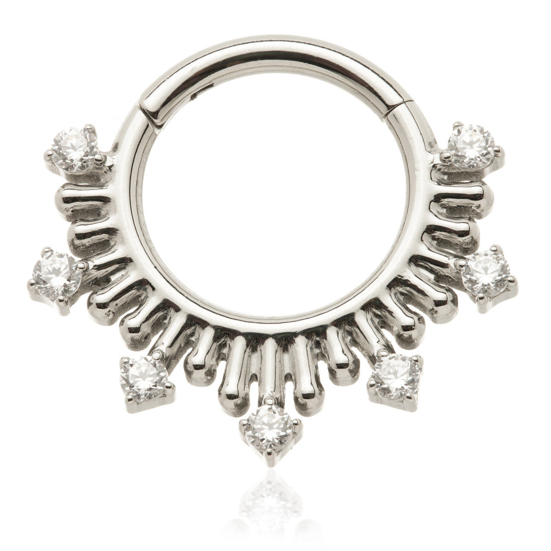 Titanium Prong-Set Gem Ball Hinge Ring