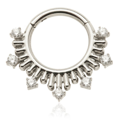 Titanium Prong-Set Gem Ball Hinge Ring