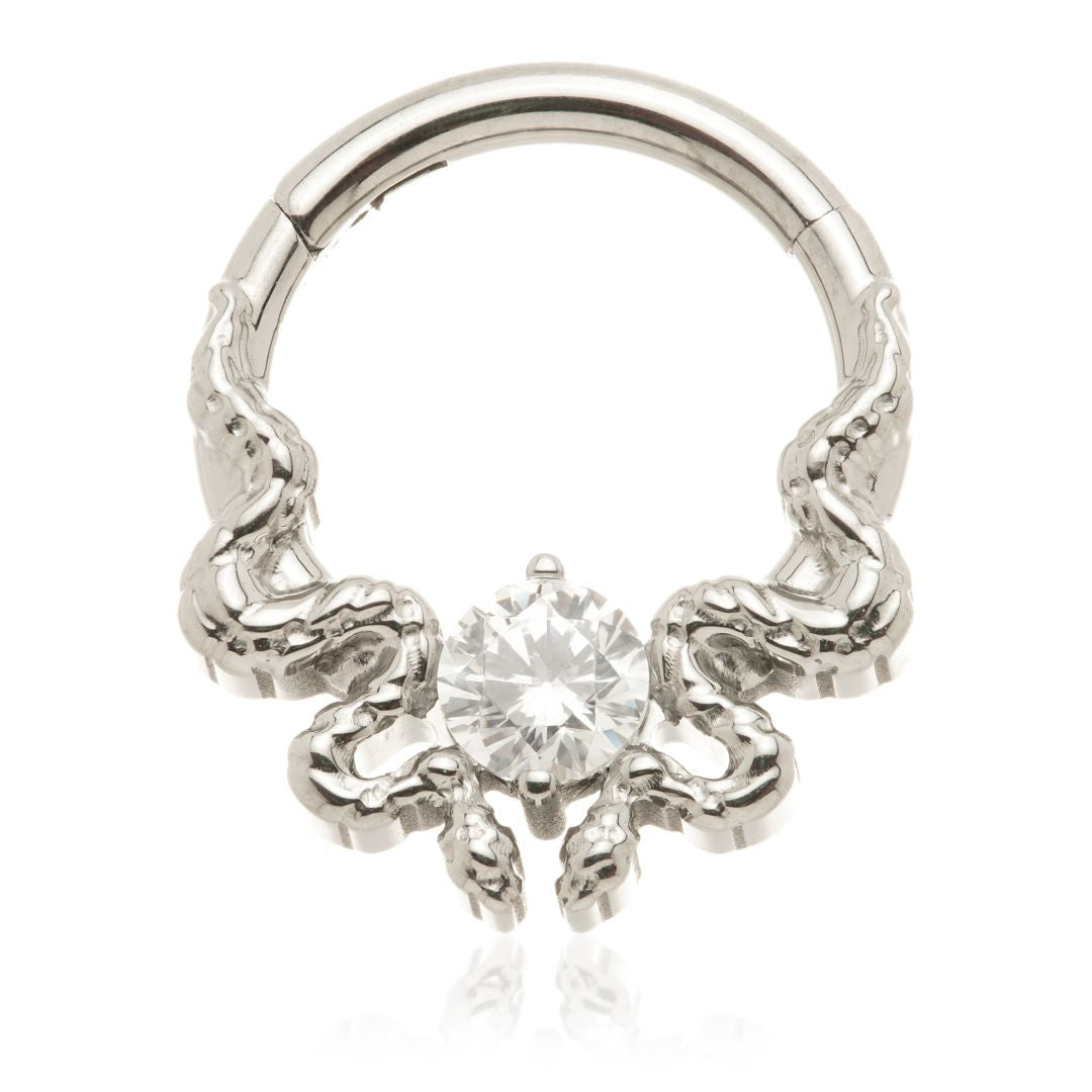 Ti Couture Dual Snake Gem Hinged Ring