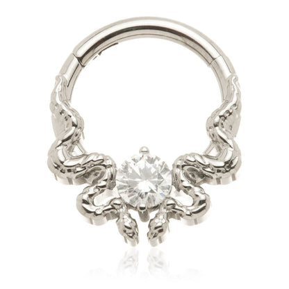 Ti Couture Dual Snake Gem Hinged Ring