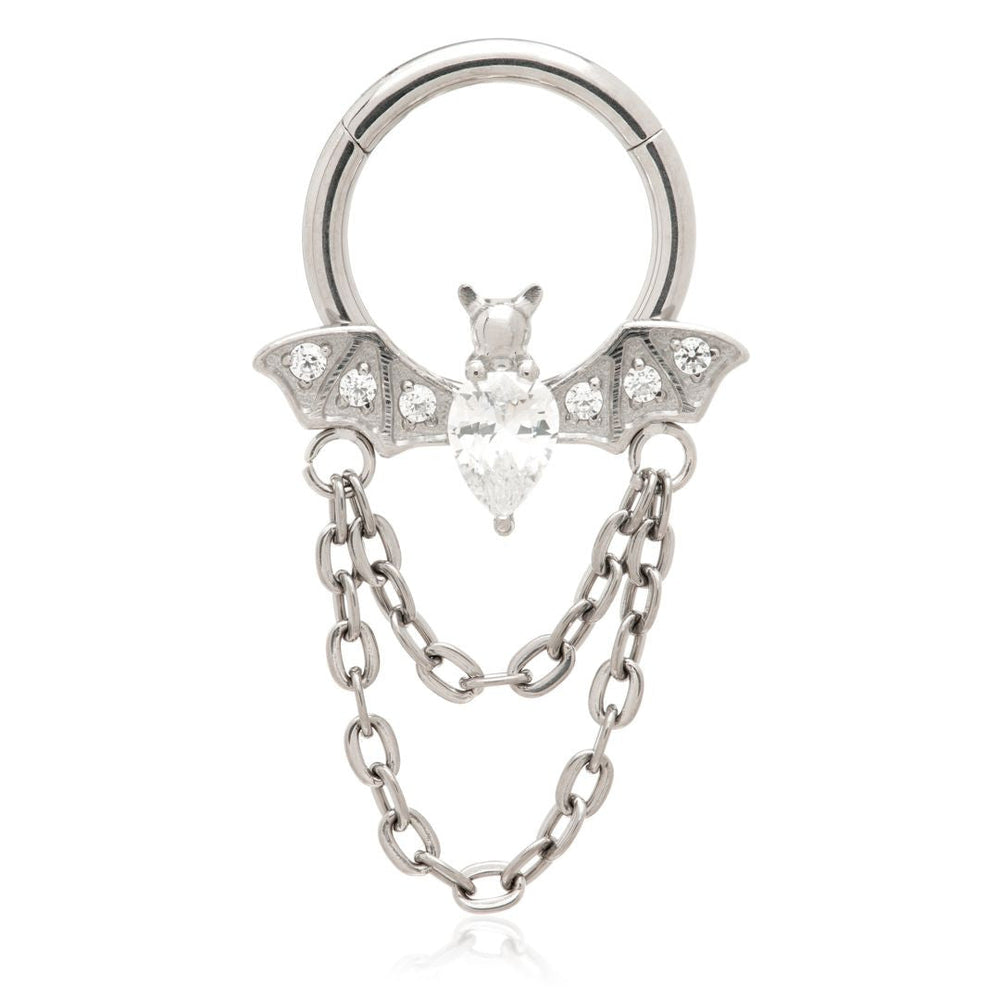 Ti Couture Jewelled Bat Chain Hinged Ring