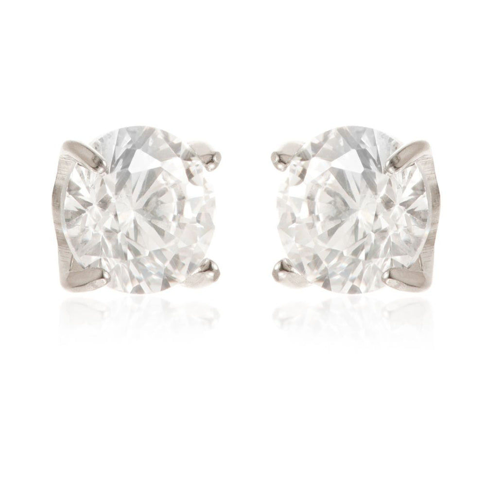 Titanium Round Prong-Set Gem Stud Earrings