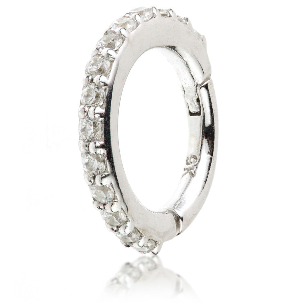 Eternal 9ct Solid Gold Pave Hoop Earring