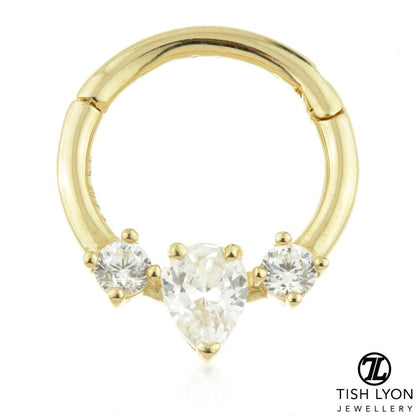 TL Gold CZ Tear Hinge Ring
