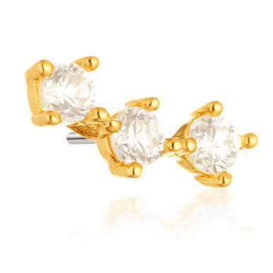 TL - 14ct Gold Triple Gem Pin Attachment