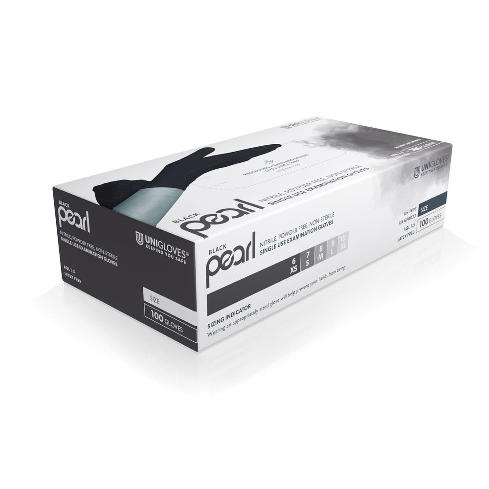Unigloves Black Pearl Nitrile Gloves Powder Free