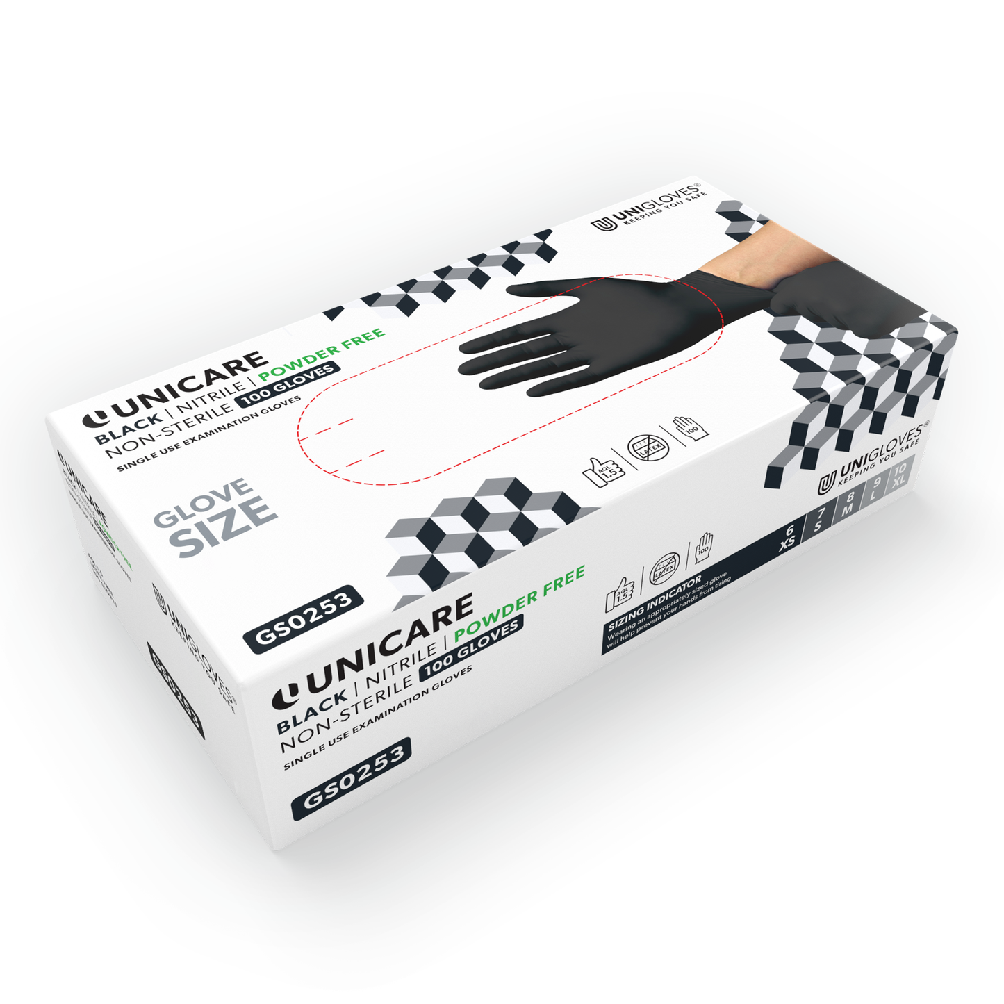 Unicare Black Nitrile Gloves