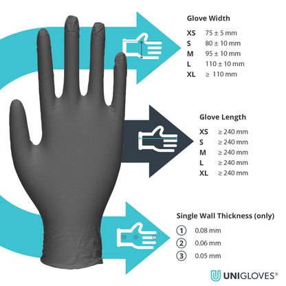 Unicare Black Nitrile Gloves