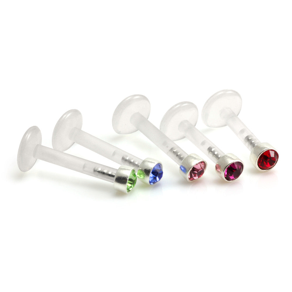 Silver Gem Ball Bioplast Labret 1.2mm