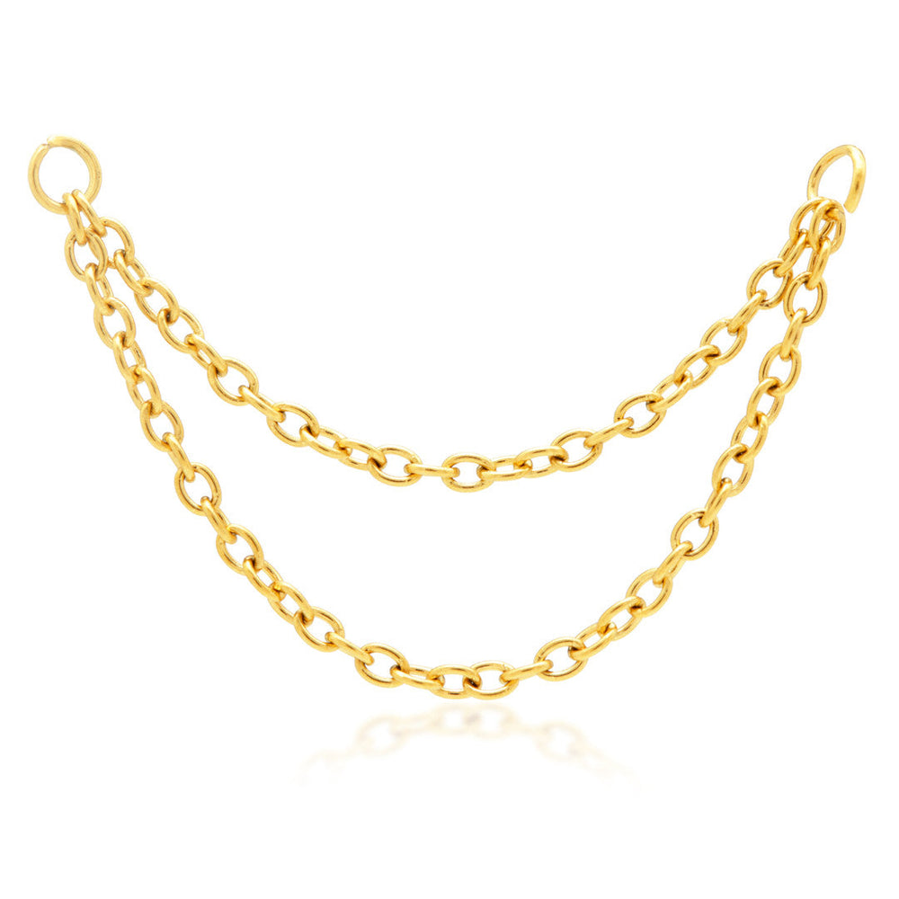 Zircon Gold Steel Double Hanging Chain Charm - ZKCHAIN7